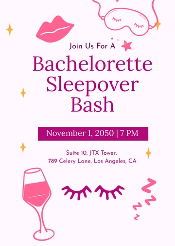 Free Professional Bachelorette Sleepover Invitation Template to Edit Online