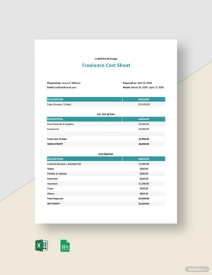 Freelance Cost Sheet Template
