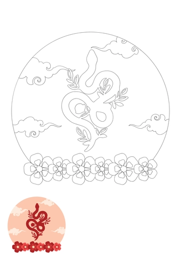 Free Snake Year Coloring Page Template to Edit Online