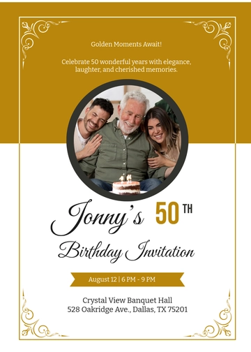 Free 50th Birthday Invitation with Photo Template to Edit Online