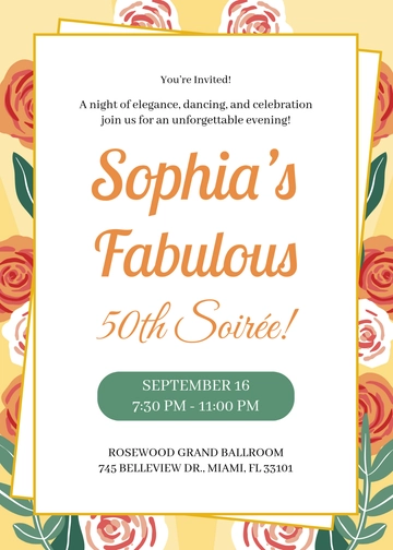 Free Fabulous 50th Birthday Invitation for Women Template to Edit Online