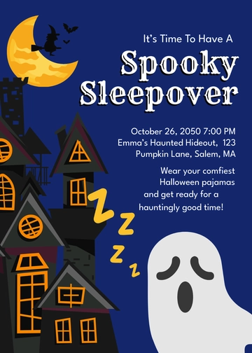 Free Blank Halloween Sleepover Invitation Template to Edit Online