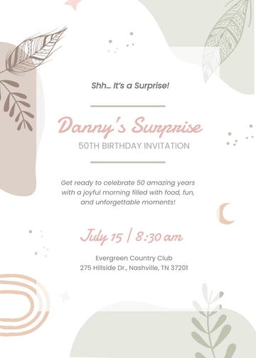 Free Aesthetic Surprise 50th Birthday Invitation Template to Edit Online