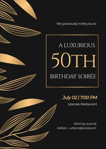 Free Luxury 50th Birthday Invitation Template to Edit Online