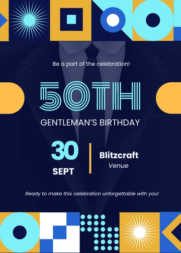 Free Creative 50th Male Birthday Invitation Template to Edit Online