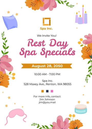 Free Floral Spa Invitation Template to Edit Online