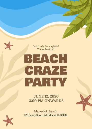 Free Beach Invitation Template to Edit Online