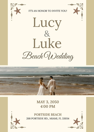 Free Beach Wedding Invitation Template to Edit Online