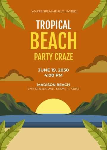 Free Tropical Beach Invitation Template to Edit Online