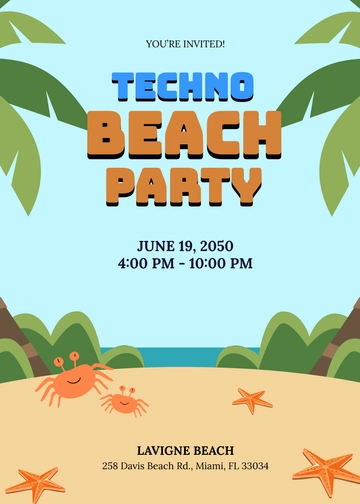 Free Blank Digital Beach Invitation Template to Edit Online