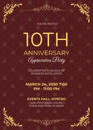 Free Anniversary Appreciation Invitation Template to Edit Online