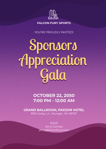Free Purple and Pink Sponsor Appreciation Invitation Template to Edit Online