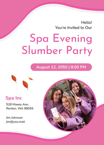 Free Simple Slumber Party Spa Invitation Template to Edit Online