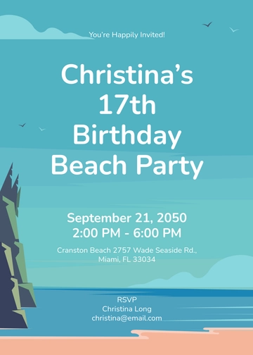 Free Blue Coastal Beach Invitation Template to Edit Online