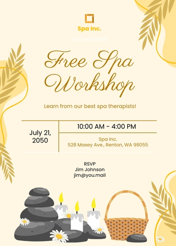 Free Elegant Spa Invitation Template for Workshops to Edit Online