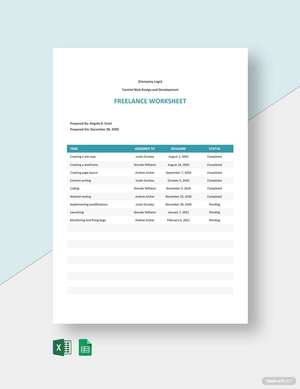 Freelance Worksheet Template
