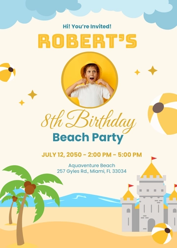 Free Beach Sand Castle Invitation Template to Edit Online
