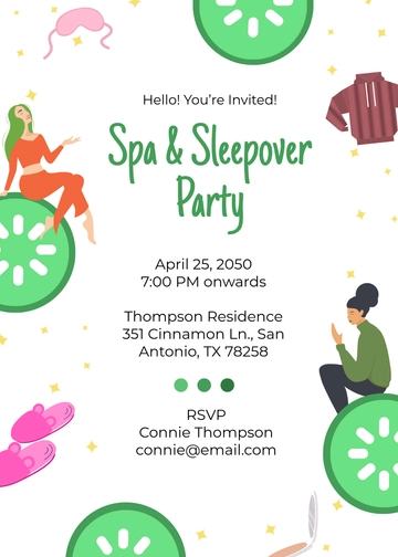 Free Spa Invitation Template for Sleepover to Edit Online