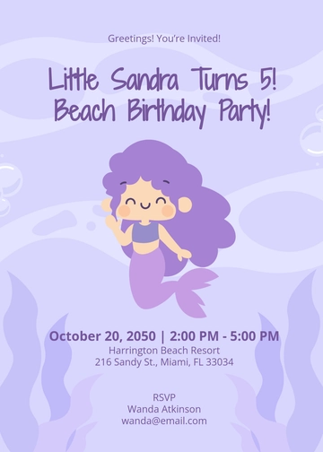Free Mermaid Beach Invitation Template to Edit Online