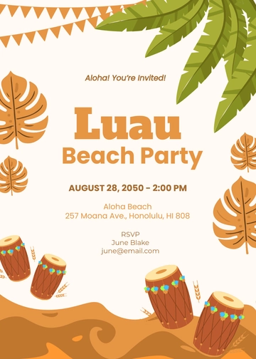 Free Creative Beach Luau Invitation Template to Edit Online