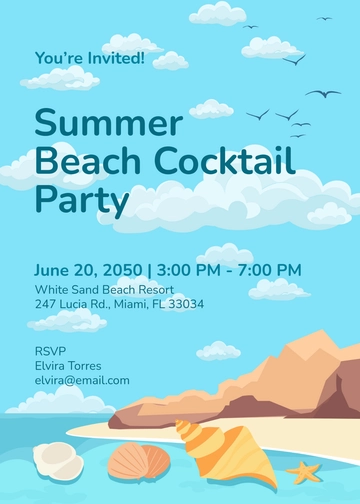 Free Seashell Beach Invitation Template to Edit Online