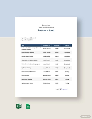 Blank Freelance Sheet Template