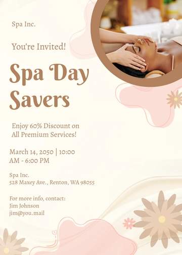 Free Minimalist Spa Invitation Template to Edit Online