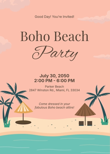 Free Boho Beach Invitation Template to Edit Online