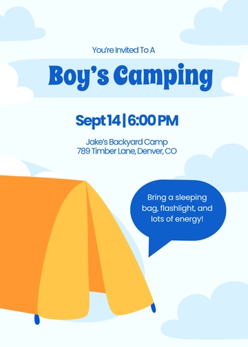 Free Boys' Camping Sleepover Invitation Template to Edit Online