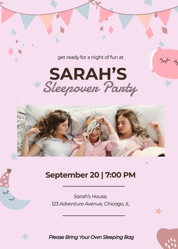 Free Teen Happiness Sleepover Invitation Template to Edit Online