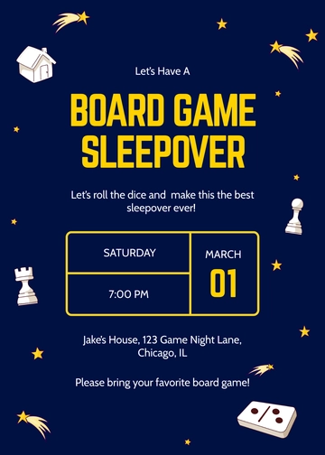 Free Board Game Sleepover Invitation Template to Edit Online
