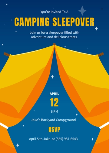 Free Simple Camping Sleepover Invitation Template to Edit Online