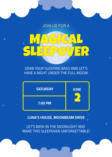 Free Full Moon Sleepover Invitation Template to Edit Online