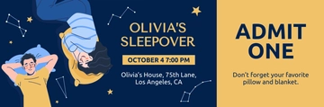 Free Admit One Ticket Sleepover Invitation Template to Edit Online
