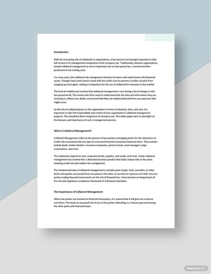 Collateral Management White Paper Template