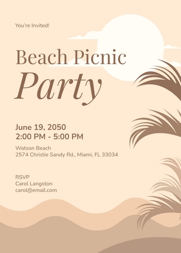Free Aesthetic Beach Picnic Invitation Template to Edit Online