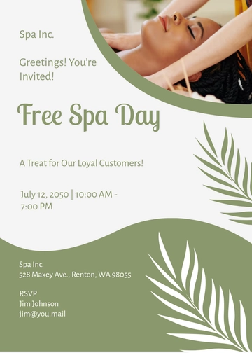 Free Green-Gray Spa Invitation Template to Edit Online