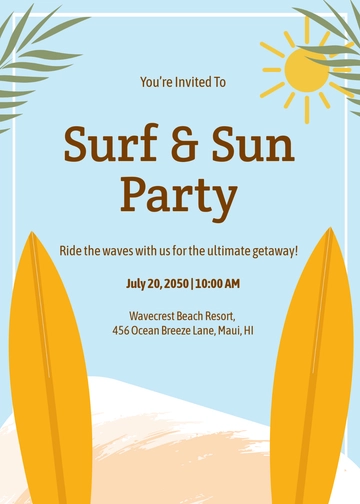 Free Surf-Themed Beach Invitation Template to Edit Online