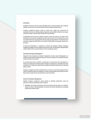 Emergency Management White Paper Template
