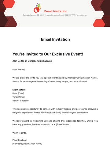 Free Email Invitation Template to Edit Online