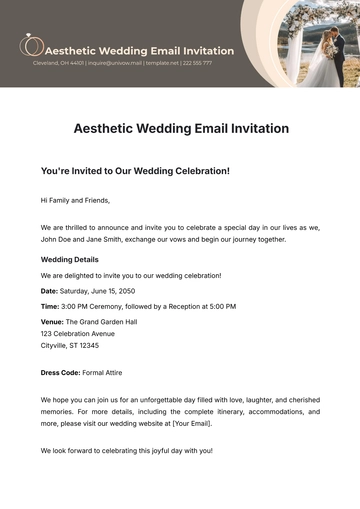 Free Aesthetic Wedding Email Invitation Template to Edit Online