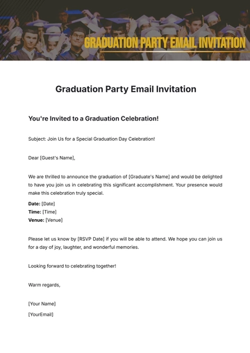 Free Graduation Party Email Invitation Template to Edit Online