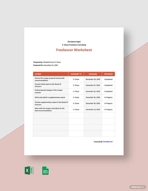 Basic Freelancer Worksheet Template