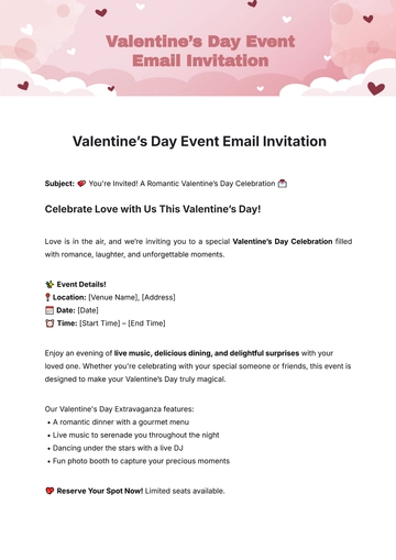 Free Valentine???s Day Event Email Invitation Template to Edit Online