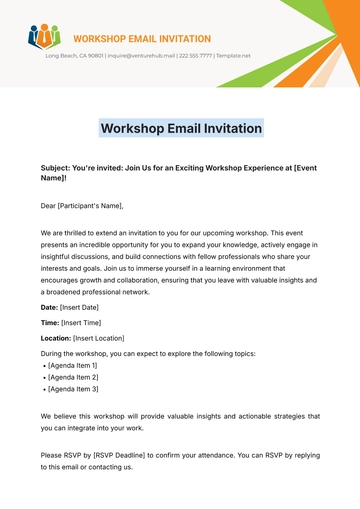 Free Workshop Email Invitation Template to Edit Online