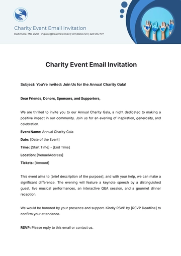 Free Charity Event Email Invitation Template to Edit Online