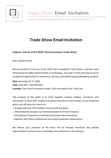 Free Trade Show Email Invitation Template to Edit Online