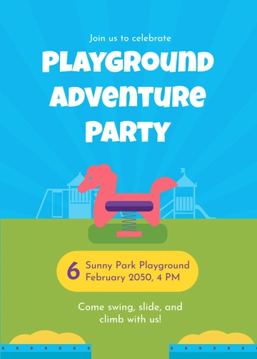 Free Playground Kids Party Invitation Template to Edit Online