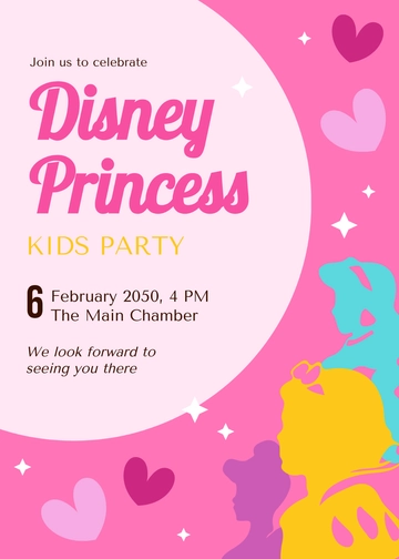 Free Disney Princess Kids Party Invitation Template to Edit Online
