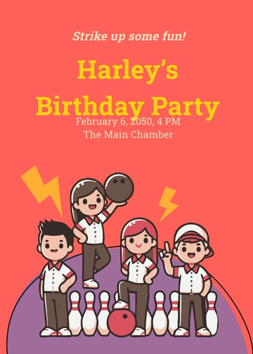 Free Editable Fun Bowling Invitation Template to Edit Online